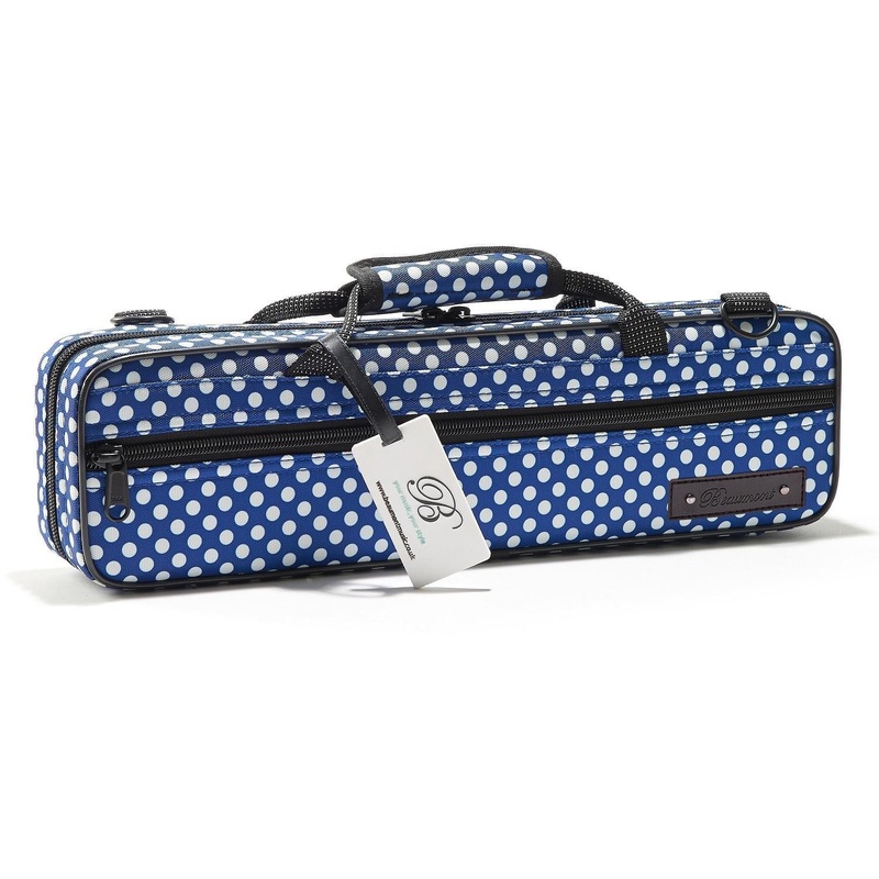 Beaumont Flute C-Foot Box Case – Blue Polka Dot