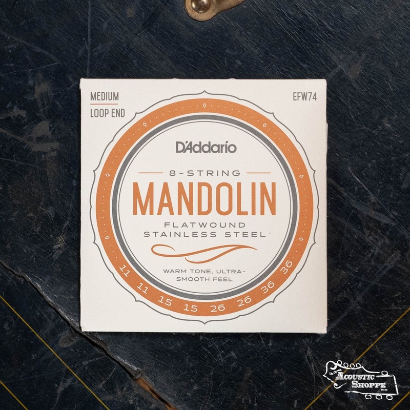 D’Addario EFW74 Flatwound Mandolin Strings, Phosphor Bronze, Medium, 11-36