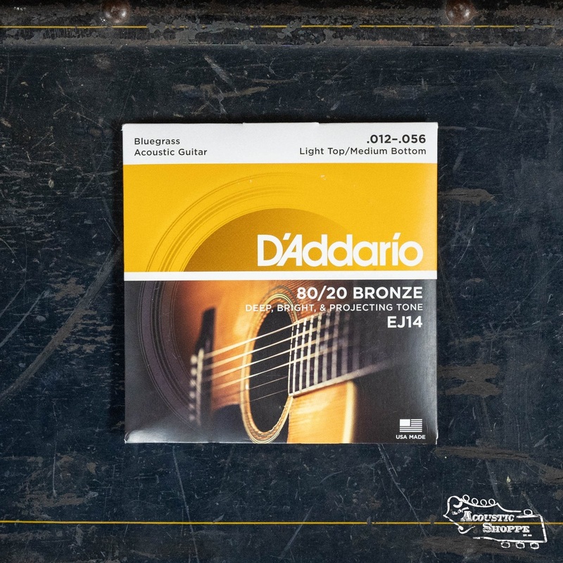 D’Addario EJ14 Light Top/Medium Bottom Bluegrass, 80/20 Bronze Acoustic Guitar Strings 12-56