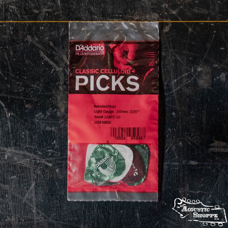 D’Addario Assorted Pearl Celluloid Guitar Picks 10 pack Light 1CAP2-10