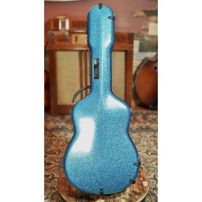 Calton Dreadnought Guitar Case Electric Blue Smooth Glitter Exterior/Red Interior #19-601788