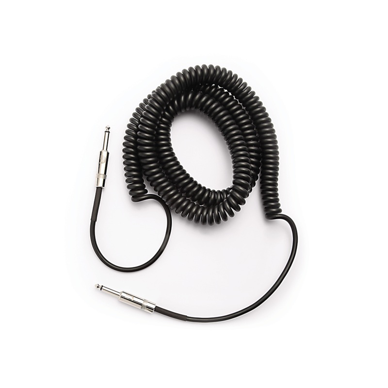 D’Addario Custom Series Coiled Instrument Cable, Black, 30′