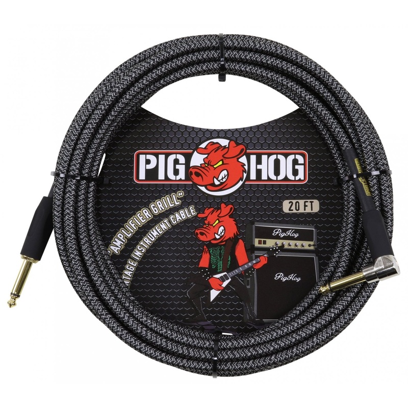 Pig Hog Amp Grill 20ft Instrument Cable – Right Angle