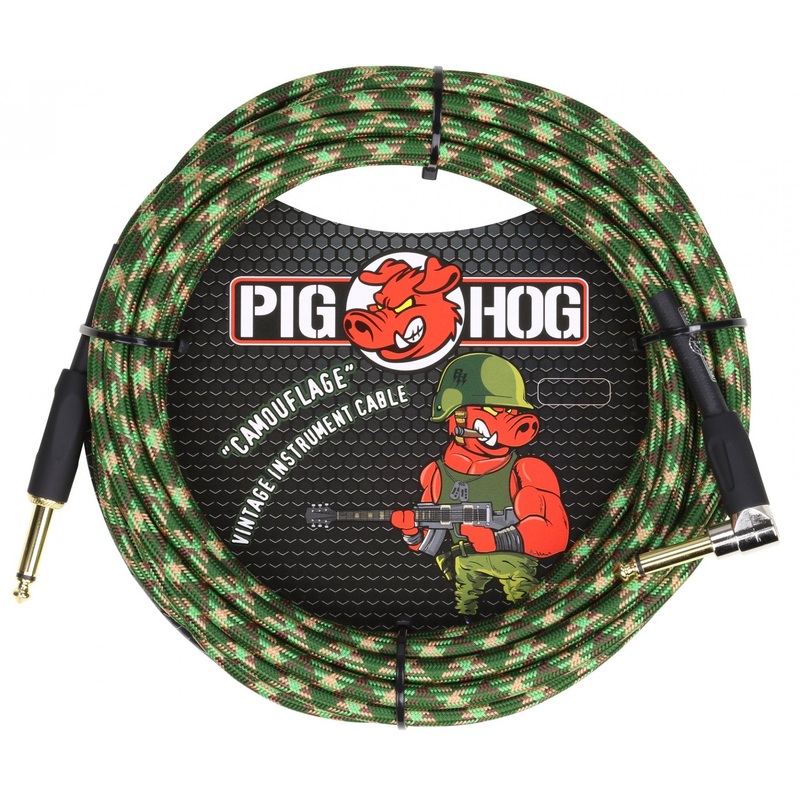 Pig Hog Camouflage 20ft Instrument Cable Right Angle
