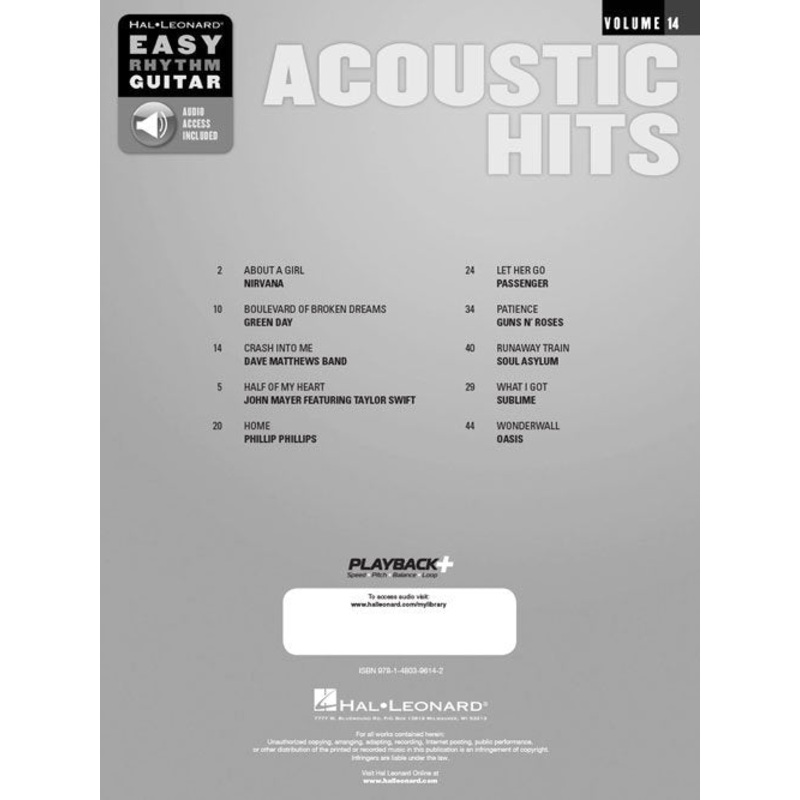 Acoustic Hits Easy Rhythm Guitar Series Volume 14 (HL00130383)
