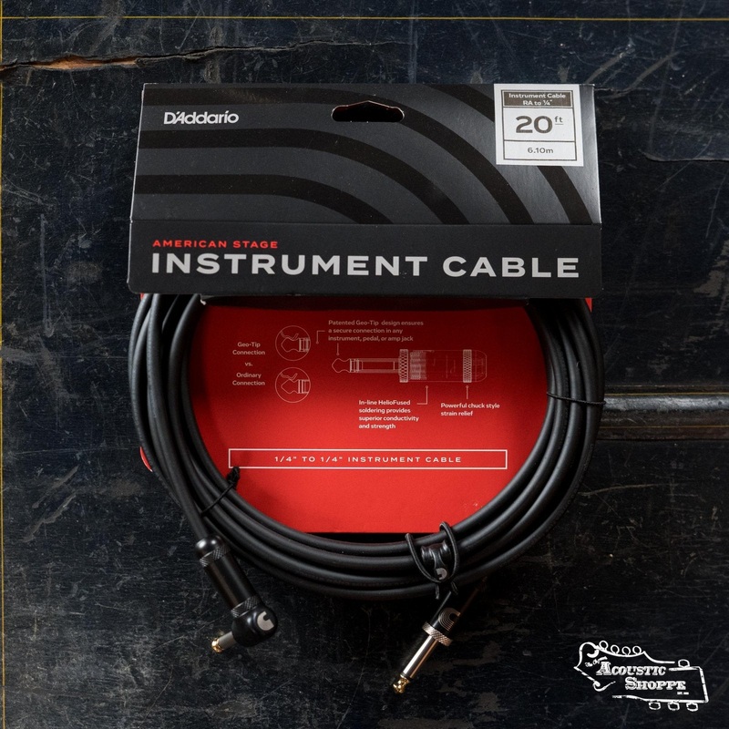D’Addario American Stage Instrument Cable Right to Straight 20 feet PW-AMSGRA-20