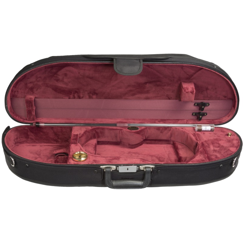 Bobelock Wood Half-Moon Violin Velour Suspension Case – 4/4 – Black/Wine B1047LS-1-BKR