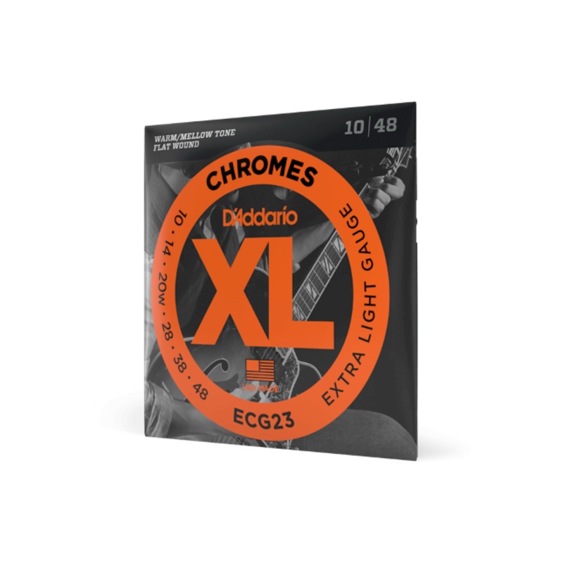 D’Addario ECG23 Chromes Flat Wound Electric Guitar Strings, Extra Light, 10-48