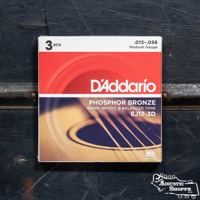 D’Addario EJ17-3D Value Pack Phosphor Bronze Acoustic Guitar Strings 3 Set Medium 13-56