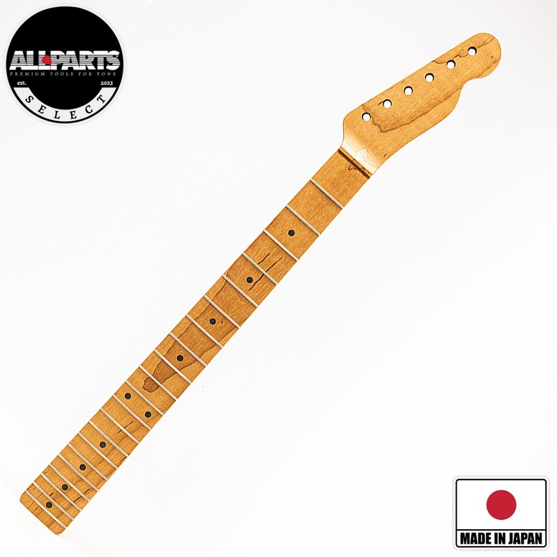 Allparts Select Licensed by Fender AAA+ Roasted Flame Maple VIN-MOD Replacement Neck for Telecaster – Unfinished – Soft V Shape