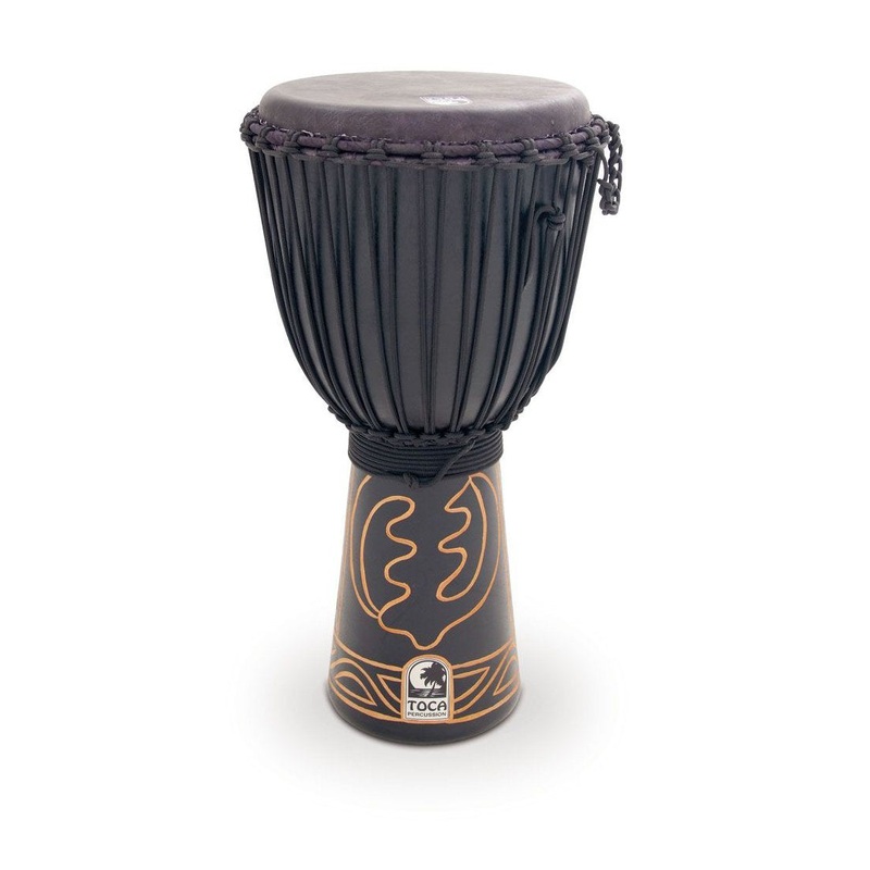 Toca Percussion – Rope Tuned Black Mamba Djembe (12) with Pro Bag and Djembe Hat