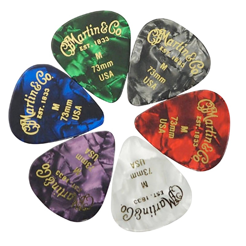 Martin – #1 Medium 73mm Multi-Color Pearloid Guitar Picks (Pack of 6)