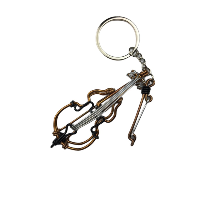 Wire Lover – Double Bass Keychain (Bronze)