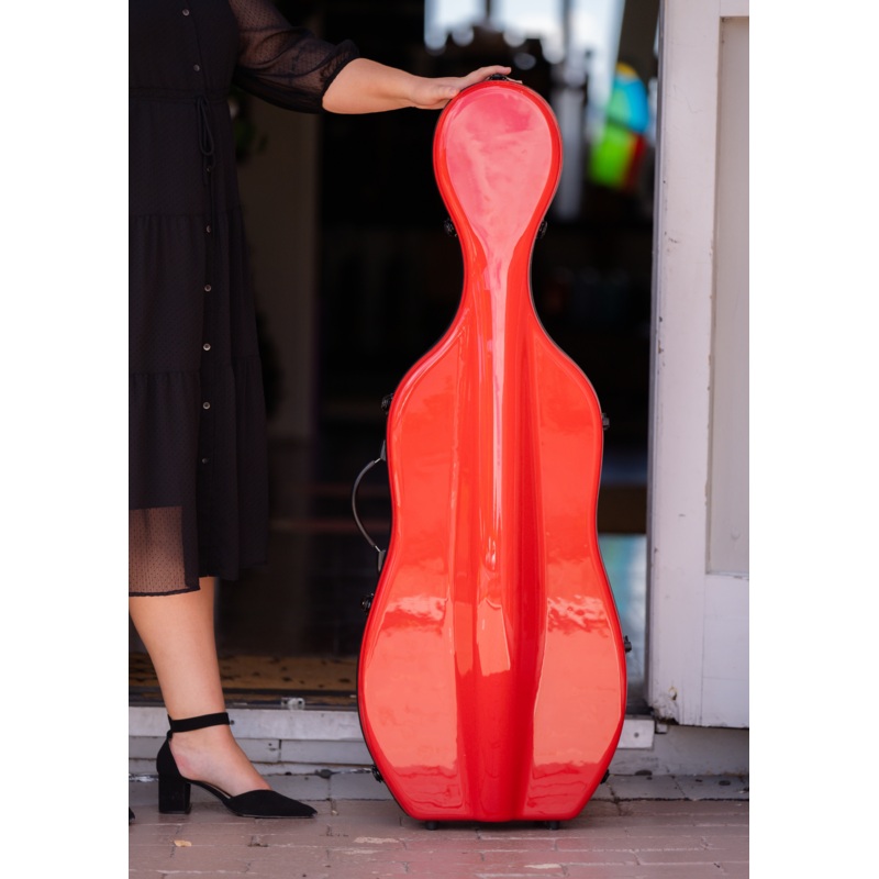 Vivo Deluxe Fibreglass Cello Case 4/4 Cherry Red