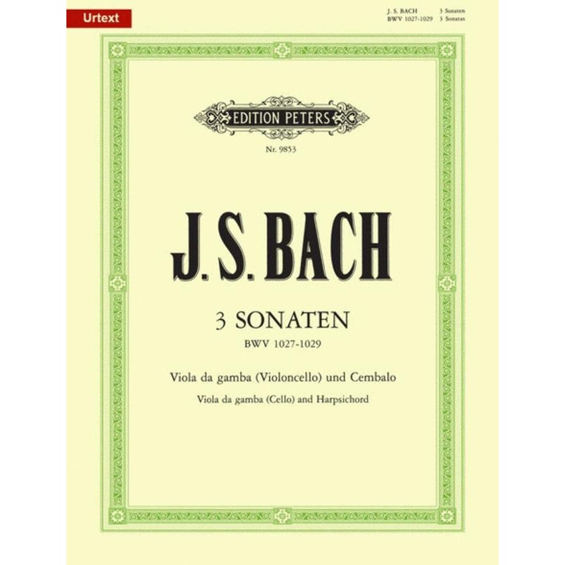 Bach, J.S., Three Sonatas BWV 1027-1029 for Cello and Piano (Peters)