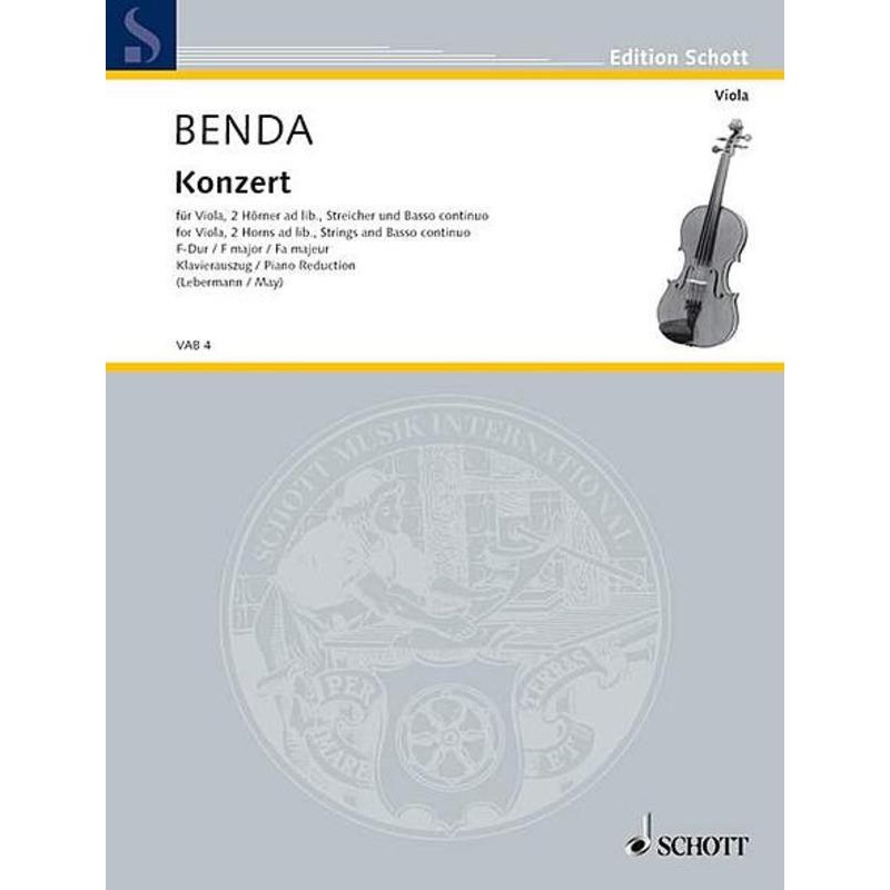 Benda, Concerto in F for Viola and Piano (Schott)