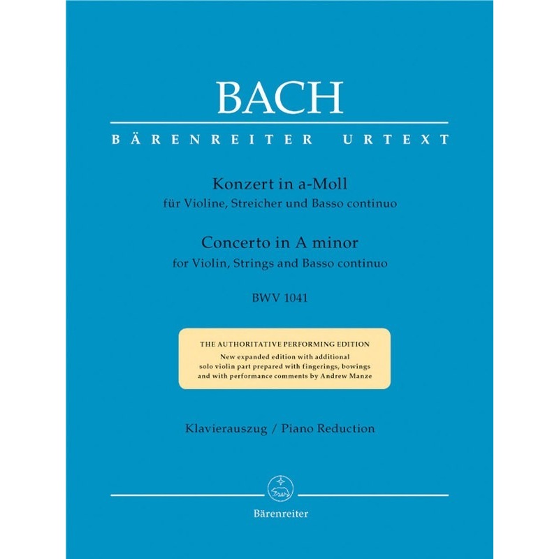 Bach, J.S., Concerto No. 1 in A Minor BWV 1041 for Violin and Piano (Barenreiter)