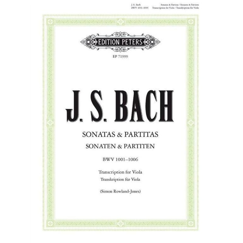 Bach, J.S., Three Sonatas and Three Partitas BWV 1001-1006 for Solo Viola (Peters)