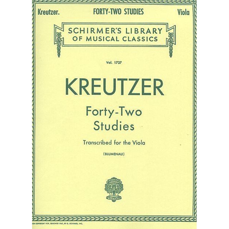 Kreutzer, 42 Studies for Viola (Schirmer)