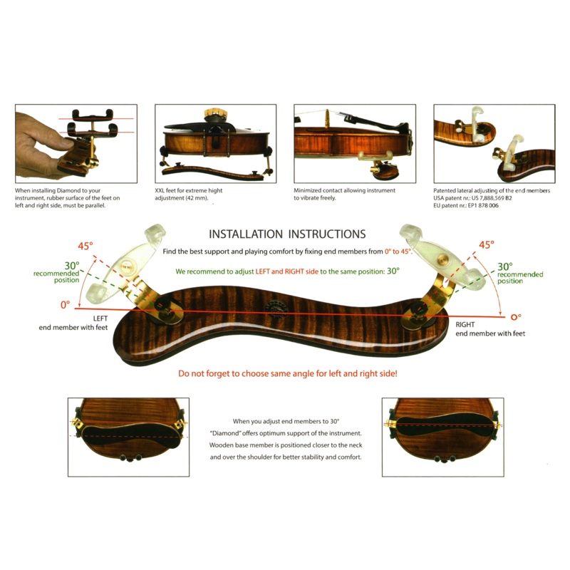 Viva La Musica Viola Diamond Shoulder Rest – Dark Maple Wood