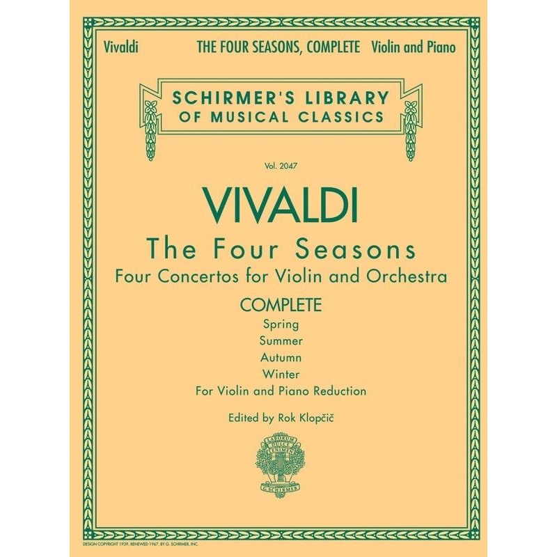 Vivaldi, The Four Seasons for Violin and Piano (Schirmer)