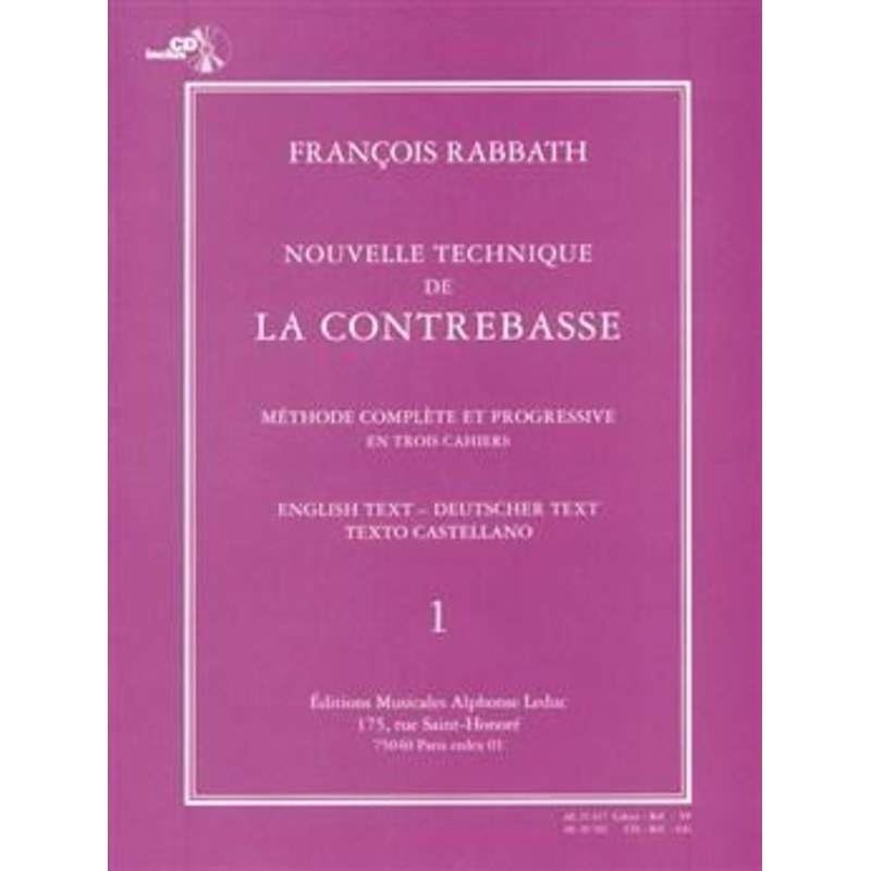 Rabbath, Nouvelle Technique de la Contrebasse Volume 1 (Leduc)