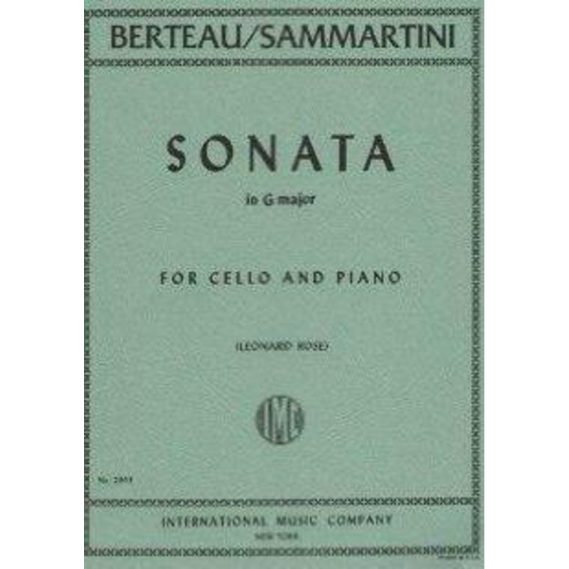 Sammartini/Berteau, Sonata in G for Cello and Piano (IMC)