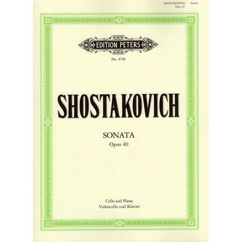 Shostakovich, Sonata in D Minor Op. 40 for Cello and Piano (Peters)