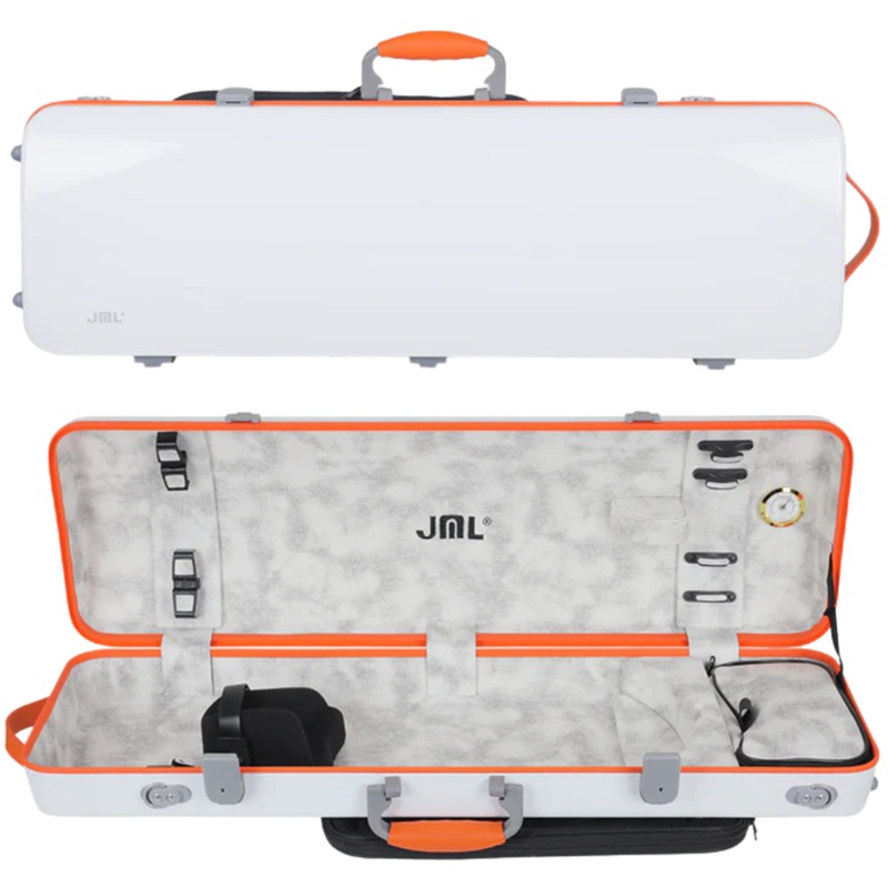 JML Carbon Fibre 1.8 Oblong Violin Case White with Orange 4/4