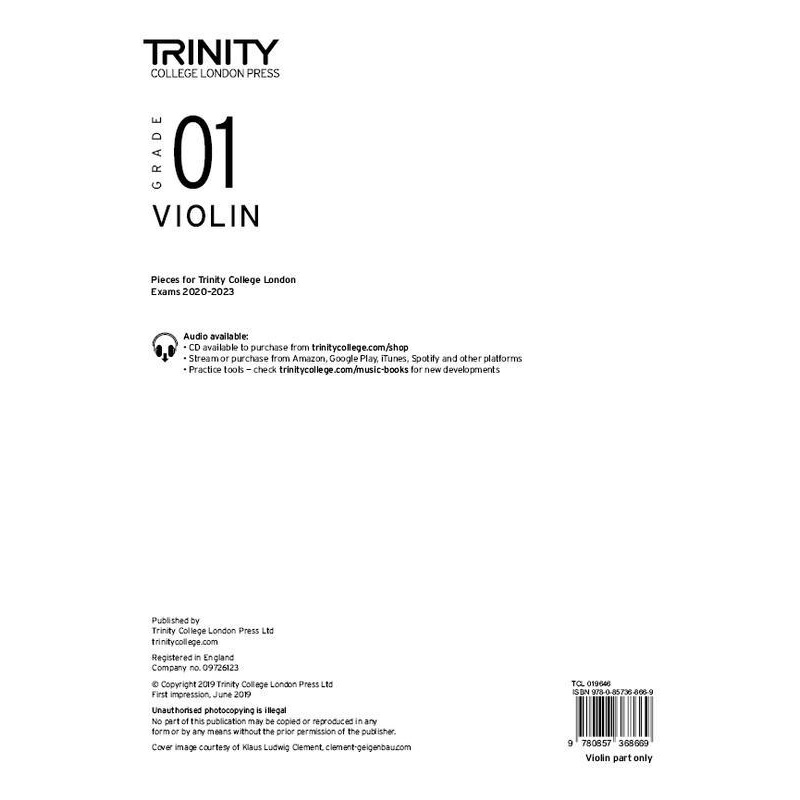 Trinity College London Violin 2020-23 Grade 1 Part Only