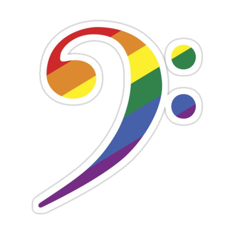 Sticker – Rainbow Bass Clef (76mm x 87mm)