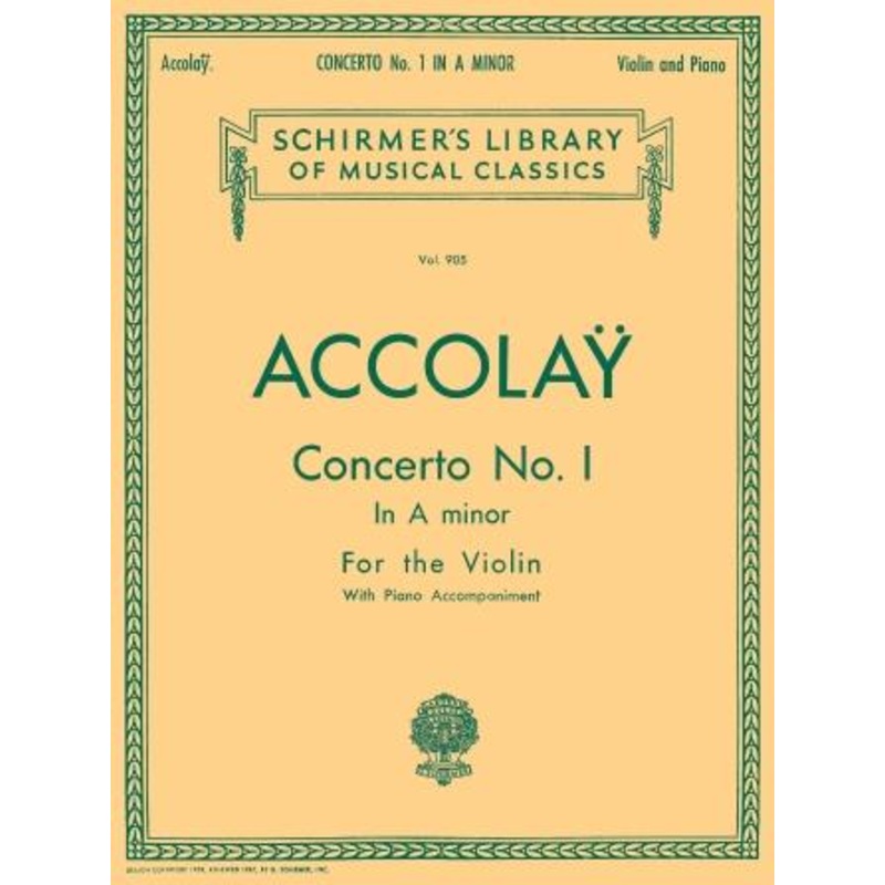 Accolay, Concerto No. 1 in A Minor for Violin and Piano (Schirmer)