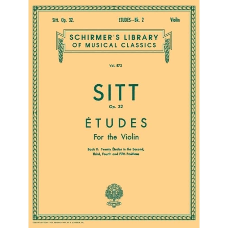 Sitt, 100 Studies Op. 32 Book 2 for Violin (Schirmer)