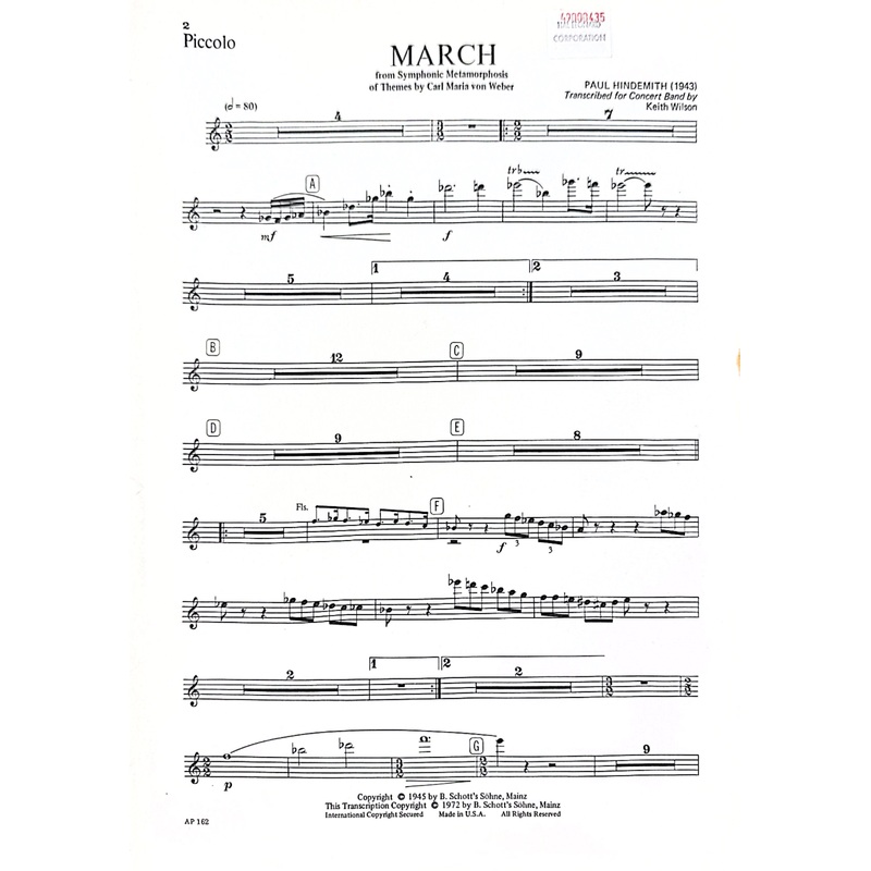 March from Symphonic Metamorphosis – Piccolo Part