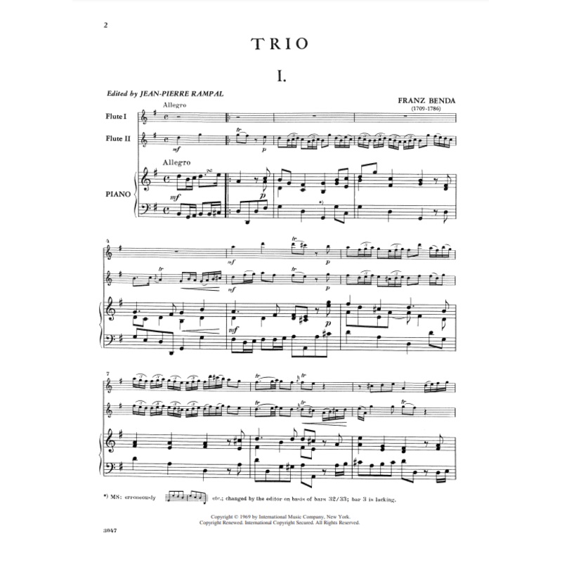 Trio in G Major (2 Flutes and Piano)