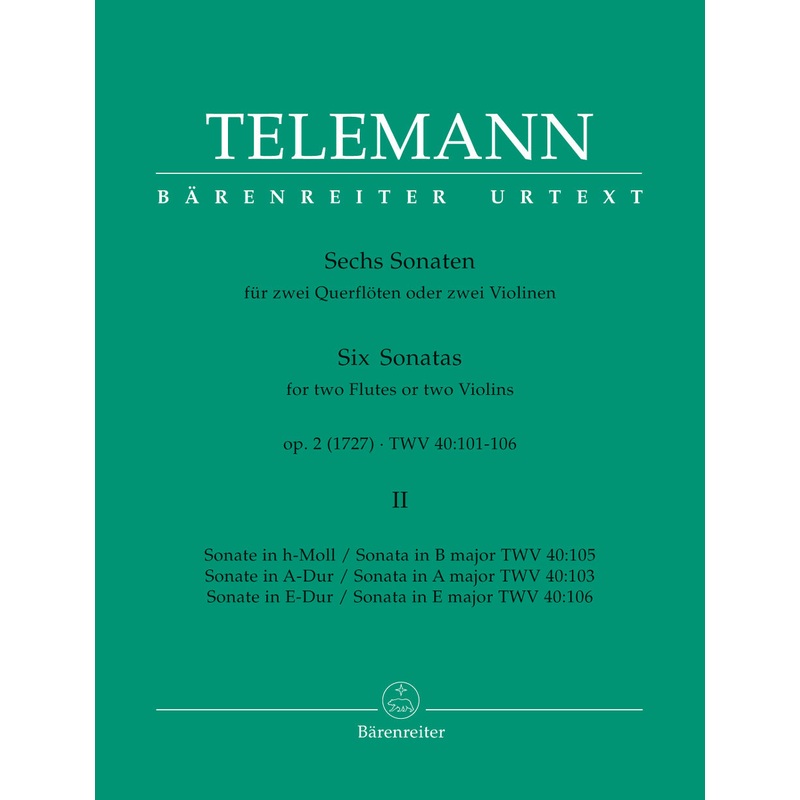 Six Sonatas Volume 2, TWV 40:103, 105, 106 (Two Flutes)