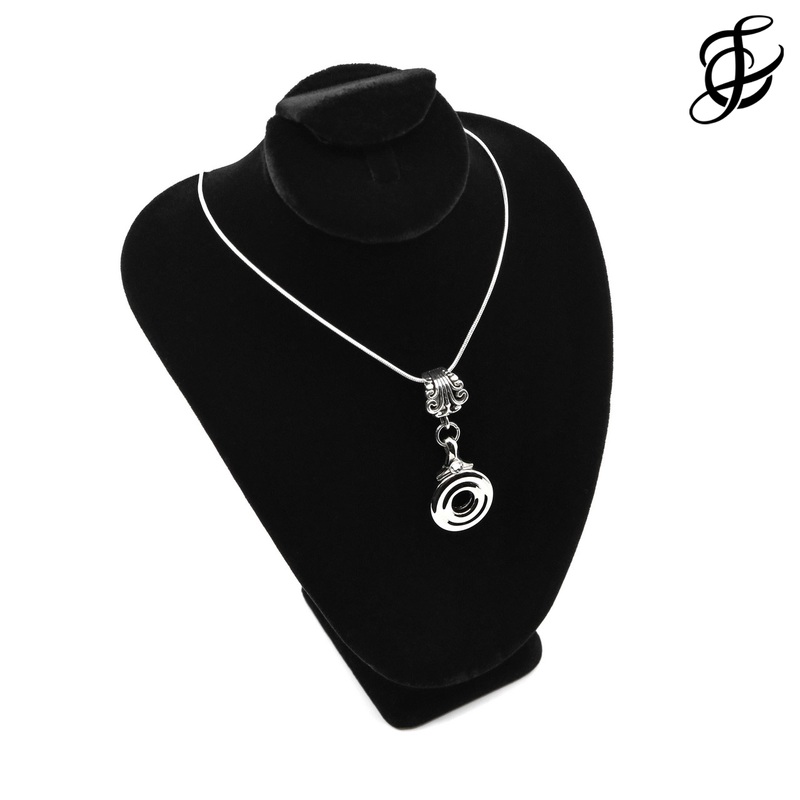 Open Hole Key Fleur Necklace with Small Clear Swarovski Crystal by Flute Finery