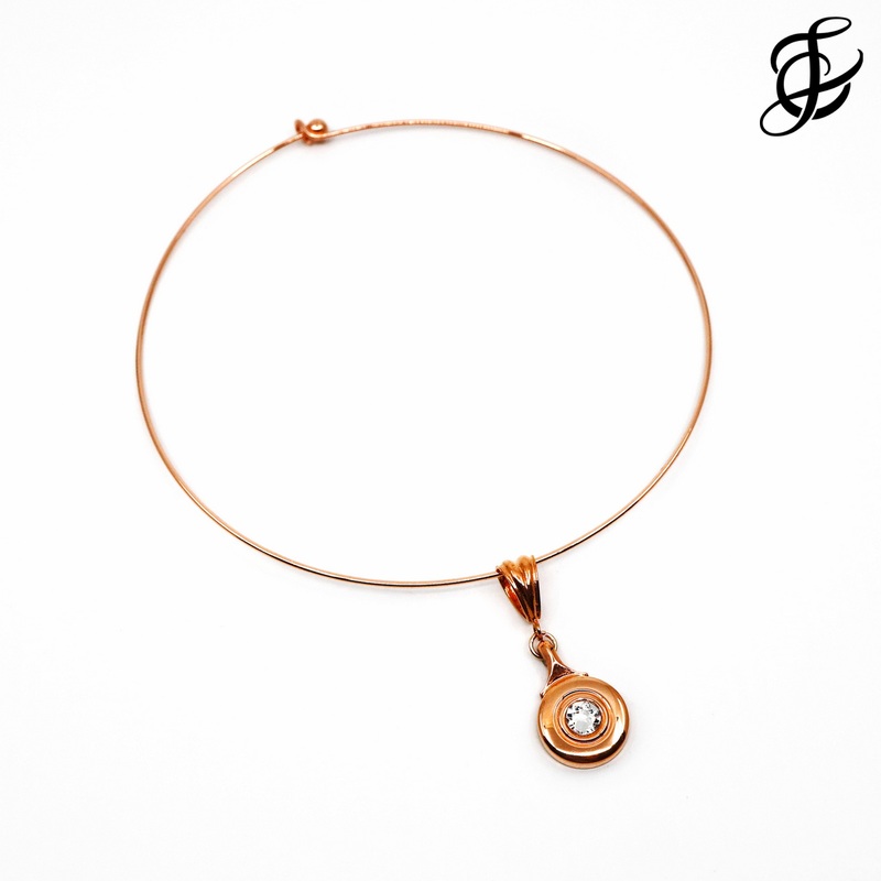 Gold Plated French key Necklace on Wire with Clear Swarovski Crystal –  Limited Edition