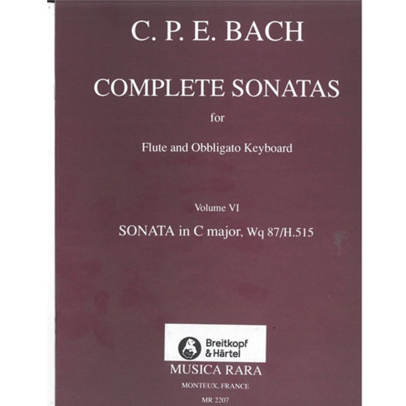Complete Sonatas for Flute and Keyboard; Vol. 6 – Sonata in C major, Wq 87 (Flute and Piano)