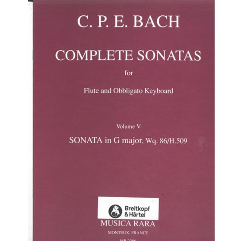 Complete Sonatas for Flute and Keyboard; Vol. 5 – Sonata in G major, Wq 86 (Flute and Piano)