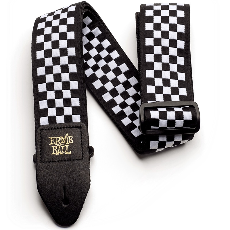 Ernie Ball P04149 Classic Jacquard Guitar Strap, Black & White Checkers