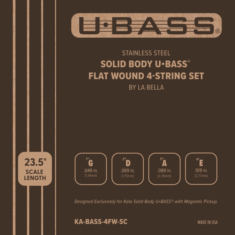 Kala KA-BASS-4FW-SC Solid Body UBASS Strings, Flat Wound, 4-String