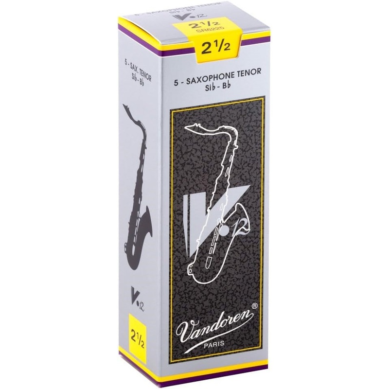 Vandoren SR6225 V-12 Tenor Sax Reeds – Strength 2 1/2 (Box of 5)