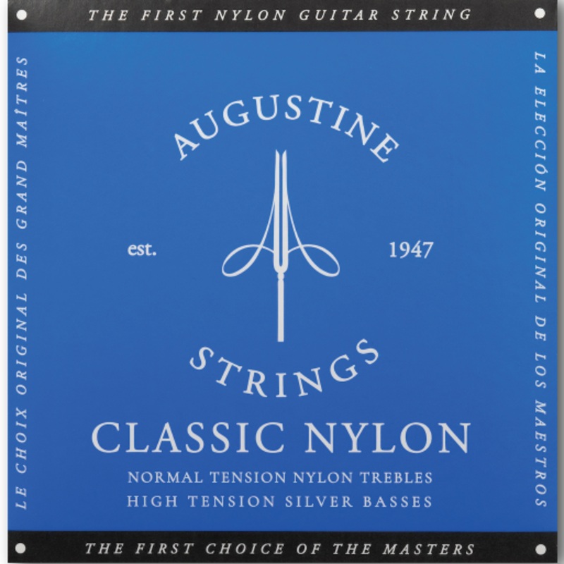 Augustine Strings CLASSIC-BLUE Classic Nylon Guitar Strings Set, Normal Tension Trebles, High Tension Bass