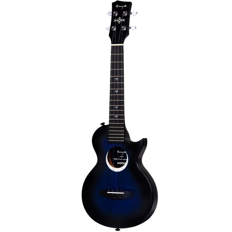 Enya EUT-MOON/BU/EQ Signature Taimane 4-String Ukulele, Blue w/ Effects Pickup