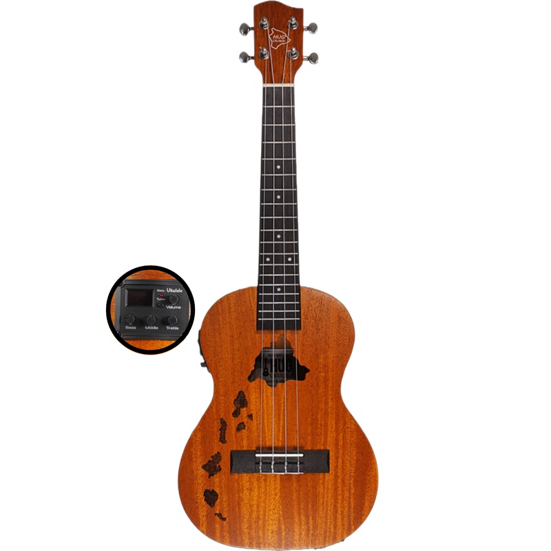 HUG ISLAND-T-E Tenor Ukulele w/ Big Island Sound Hole, Electronics