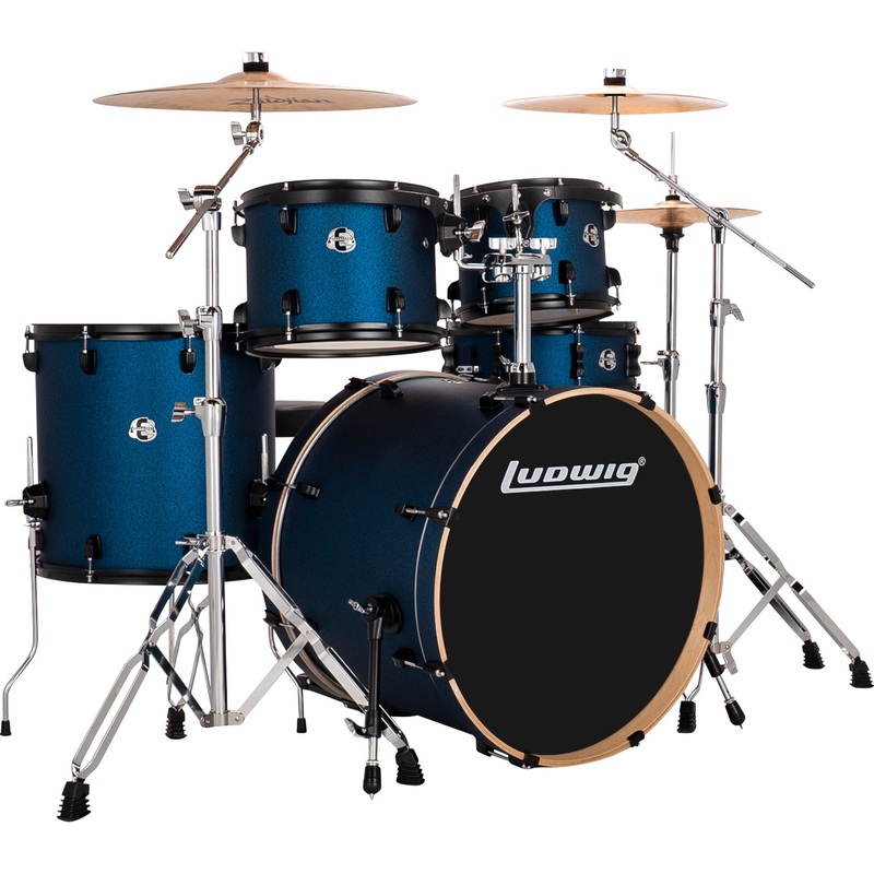 Ludwig LE522B5 AIMM Evolution 5pc Full Kit w/ Hardware – 22, 10, 12, 16, 14s – Blue Starduust