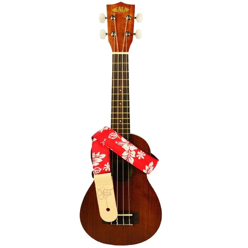 Kala STP-REDHIBISCUS Hand Made Ukulele Strap – Red Hibiscus