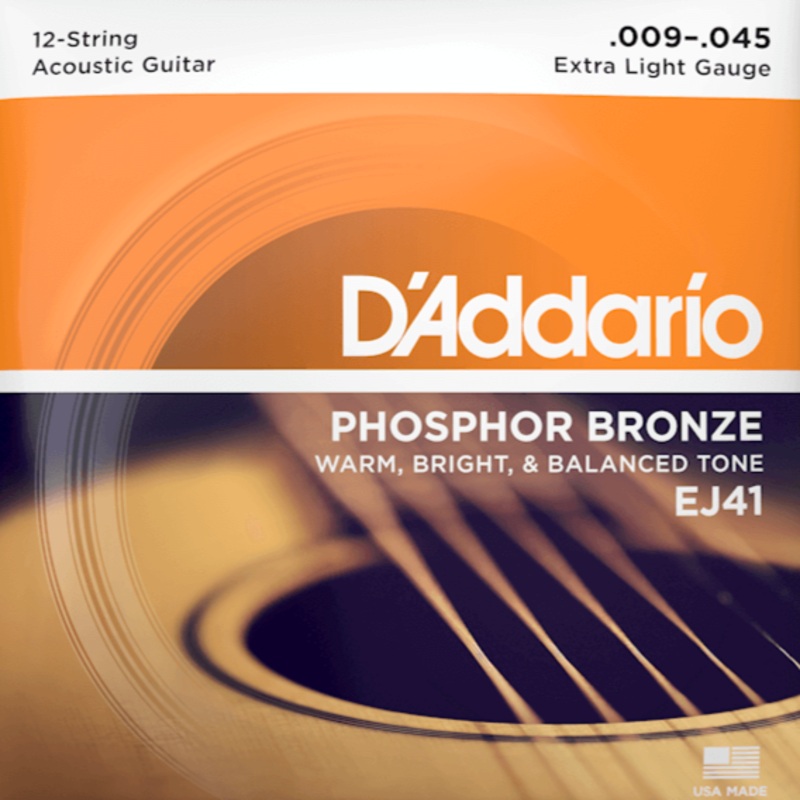 D’Addario EJ41 12-String Phosphor Bronze Acoustic Guitar Strings, Extra Light, 9-45