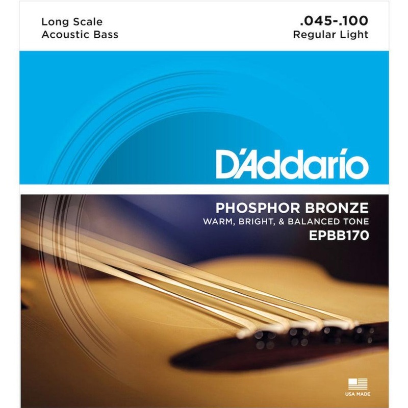 D’Addario EPBB170 Phosphor Bronze Acoustic Bass Strings, Long Scale, 45-100